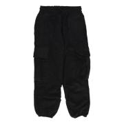 Fluwelen Cargo Broek Zwart Elastische Taille Disclaimer , Black , Here...