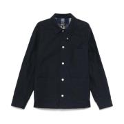 Blauwe Kraag Shirt Jas Middernacht Katoen A.p.c. , Blue , Heren