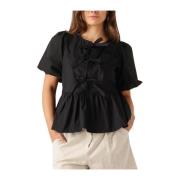 Zwarte Frederica Blouse - Veelzijdige Stijl Notre-v , Black , Dames