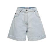 Geborduurde Denim Shorts Blauw Msgm , Blue , Dames