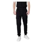 Zwarte katoenen broek met meerdere zakken Emporio Armani EA7 , Black ,...