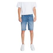 Blauwe Katoenen Shorts met Ritssluiting Armani Exchange , Blue , Heren