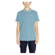 Turquoise Plain Polo Shirt Lente/Zomer Aquascutum , Blue , Heren