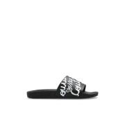 Rubberen slippers met logo Versace Jeans Couture , Black , Dames