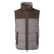 Ganzendons ritsvest met leer Moorer , Gray , Heren