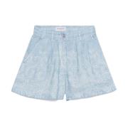 Heldere Blauwe Geplooide Shorts Ermanno Scervino , Blue , Dames