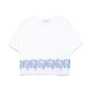 Doorschijnende Panel Crew Neck T-shirt Ermanno Scervino , White , Dame...