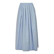 Wijdvallende Popeline Rok met Elastische Taille 8PM , Blue , Dames