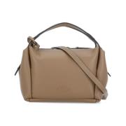 Bruine Pebbled Leren Handtas met Logo Tod's , Brown , Dames