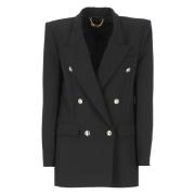 Zwarte Double Breasted Blazer Vrouw Elisabetta Franchi , Black , Dames