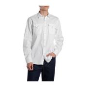 Wit Casual Twill Overhemd Replay , White , Heren