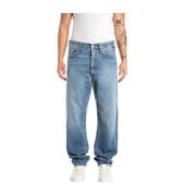 Indigo Wide Jeans voor Mannen Replay , Blue , Heren