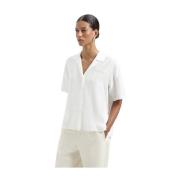 Camp Shirt Korte Mouw Blouse Olaf Hussein , White , Dames