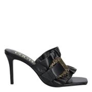 Zwarte platte schoenen met ruches Versace , Black , Dames