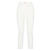 Ivoor Crêpe Broek met Voorzakken Elisabetta Franchi , Beige , Dames