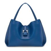 Blauwe Tote Tas met Gancini Gesp Salvatore Ferragamo , Blue , Dames