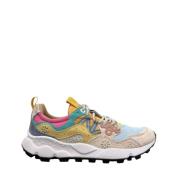 Blauwe Stoffen Sneakers met Suède Details Flower Mountain , Multicolor...