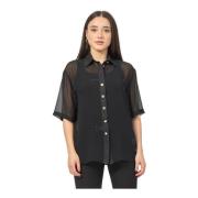 Zwarte doorschijnende shirt met zakken Gaëlle Paris , Black , Dames