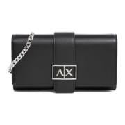 Schoudertas met drukknoop en logo Armani Exchange , Black , Dames