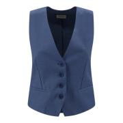 Blauwe Mouwloze V-hals Jas P.a.r.o.s.h. , Blue , Dames