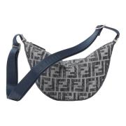 Blauwe Denim Look Crossbody Tas Fendi , Blue , Heren