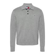 Logo Katoen Polo Sweater Tommy Jeans , Gray , Heren