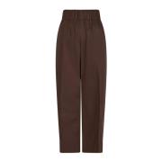 Donkerbruine Poplin Broek Yana Model Neo Noir , Brown , Dames