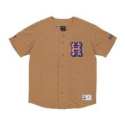 Mesh Baseball Shirt met Knoopsluiting HUF , Brown , Heren