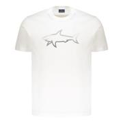 Logo Detail Katoenen T-shirt Paul & Shark , White , Heren