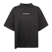 Zwarte T-shirts en Polos S/S Cropped Balenciaga , Black , Dames