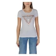 Driehoek Logo Tee Korte Mouw Guess , White , Dames