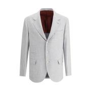 Grijze Wollen Blazer Jas Brunello Cucinelli , Gray , Heren