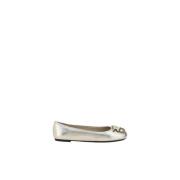 Metallic Finish Ballerina's met Iconic Logo Pinko , Gray , Dames