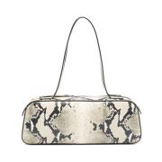 Slangenprint Leren Tote Tas Khaite , Beige , Dames