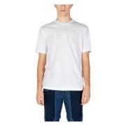 Effen katoenen ronde hals T-shirt Emporio Armani EA7 , White , Heren