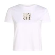 Stijlvol Bedrukt Katoenen T-shirt Calvin Klein Jeans , White , Dames