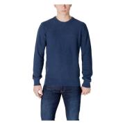 Blauwe Ronde Hals Gebreide Trui voor Mannen Guess , Blue , Heren