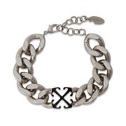 Pijl Zilveren Armband met Logo Detail Off White , Gray , Heren