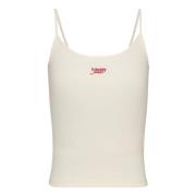 Elegante V-hals Katoenen Top Tommy Jeans , White , Dames