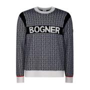 Contrasterend Patroon Wollen Trui Bogner , Gray , Heren