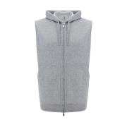 Zip-Up Hoodie Style Vest Brunello Cucinelli , Gray , Heren