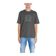 Groen effen T-shirt met ronde hals en korte mouwen Armani Exchange , G...