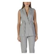 Grijze V-Hals Mouwloze Gilet met Zakken Vila , Gray , Dames