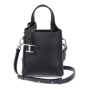 Zwarte Gehamerd Leren Tas Tod's , Black , Dames