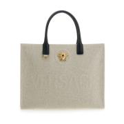 Witte Tote tas met Medusa Plaque Versace , White , Dames