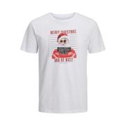 Kerst T-shirt Santa-stijl Jack & Jones , White , Heren