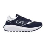 Blauwe Print Sneakers met Leren Voering Emporio Armani EA7 , Blue , He...