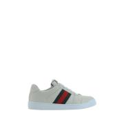 Lace-Up Platform Sneakers met Schuine Banden Gucci , White , Dames