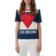 Logo Katoenen T-shirt Korte Mouwen Moschino , Multicolor , Dames