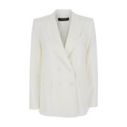 Witte Wolblend Double-Breasted Jas Federica Tosi , White , Dames